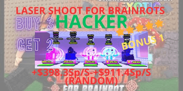 Gambar Product Brainrots World Hacker (+$398.3Sp/S)-(+$911.4Sp/S) : Shoot Laser For Brainrots!