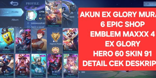 Gambar Product AKUN GANTENK ENAK BUAT RANKED MUSUH