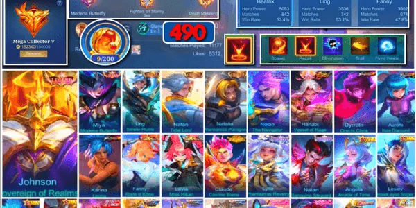 #3809 | 490 Skins | Legends Johnson Miya | Collectors Ling Natan Natalia | 11.11 Nolan