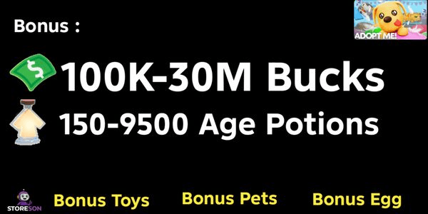 Gambar Product Akun Adopt Me (Bonus Age Potions + Bonus Bucks)