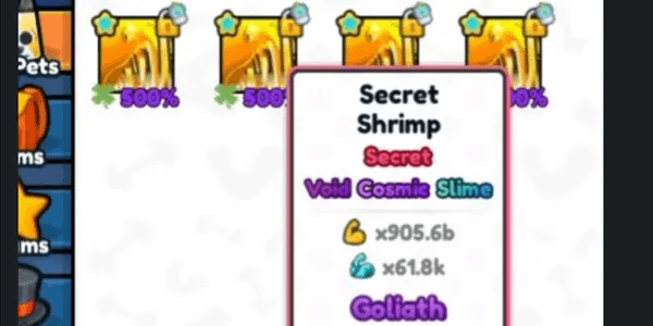 {ALL WORLD} Secret Shrimp 905,6B Stat with 500% + Lucky 12 Enchant, SUPER OP STAT PET & HATCHING