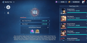 AKUN BT 103 POWER 4.8 M + 61K ESSENCE + SJW POWER 1.2 M ATTACK 96 K + CHA HAE IN B7 + SUNG IL HWAN B7 + GOTO RYUJI B8