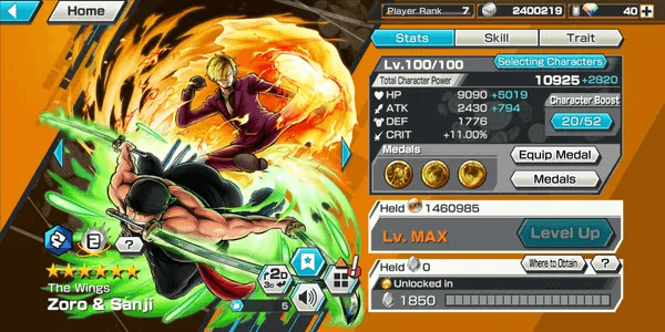 Akun Extreme | Zoro & Sanji EX Max LVL 100 [Android/iOS]
