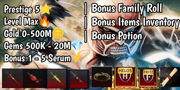 Gambar Product Many Bonus Accounts + Prestige 5 - AOTR