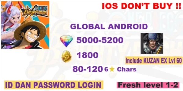 Akun One Piece Bounty Rush Android