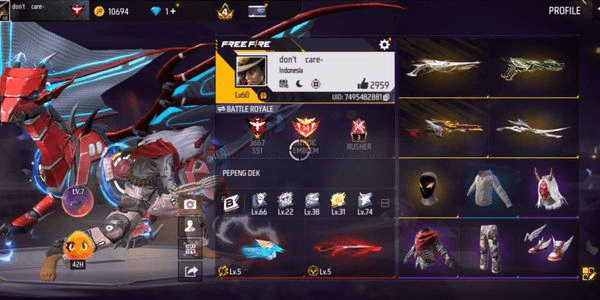 Gambar Product AKUN FF GG EVO GUN MAX+SG LOBBY