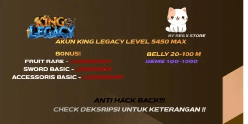 Akun King Legacy ( Level 5450 Max )