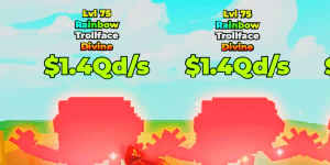 > Push Rock for Brainrots > 1.4QD/s Rainbow TrollFace Level 75 Max > Super Op