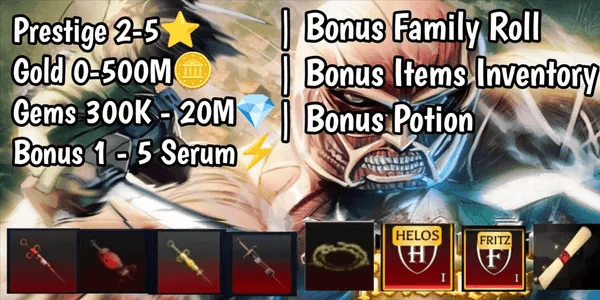 Akun Prestige | Banyak Gems | Banyak Gold | Item Inventory | AOTR