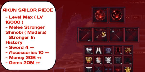Gambar Product Account Sailor Piece Level Max - Stronger Shinobi (Madara)