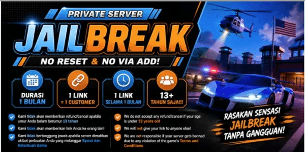 PRIVATE SERVER Jailbreak 1 MONTH ( PRIVATE NO SHARING )