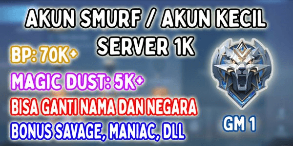 Gambar Product Akun Smurf Server 1K | BP + MD Banyak | Rank GM 1 | WR 100%