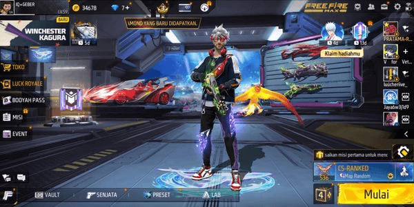 Gambar Product FREE FIRE ACCOUNT SG LUMUT, TRUMPET, AQUA, MAX 2 SG6 & FIST, VAULT 200+, WEAPONS 245+, KAKASHI BUNDLE, MONEY HEIST GOLD & GHOST, KATANA ON ETC.