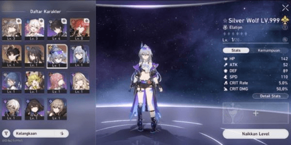 Gambar Product Akun starter Silver wolf 999+Ruan mei tl3