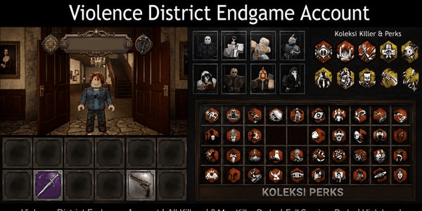 Gambar Product Violence District Endgame Account | All Killers | 3 Max Killer Perks | Full Survivor Perks | High Level