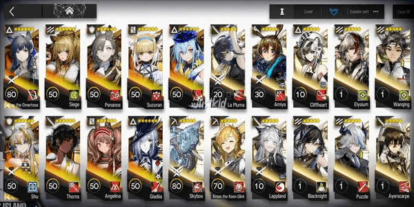 ARKNIGHTS GLOBAL STARTER ACCOUNT 9*6, 2 LIMITED TEXAS ALTER, SHU, THORN, SIEGE, PENANCE, SUZURAN, MIZUKI, ANGELINA, GLADIA