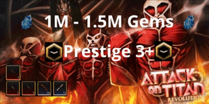 Akun Attack on Titan Revolution Prestige Gems 1M+ item mythical inventory
