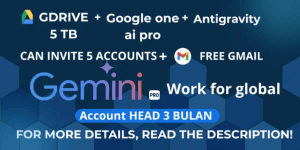 Google Drive + Gemini pro + antigravity + google one ai pro Private 3 Months Warranty