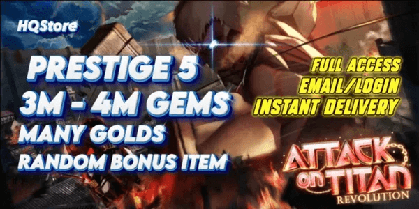 Akun AOTR Prestige5 | 3M-4M GEMS | Random Items - Attack on Titan Revolution