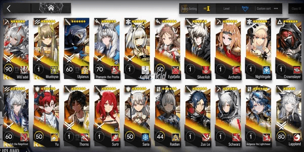 ARKNIGHTS GLOBAL EARLYMID 19*6, 4 LIMITED WISADEL, SILVERASH ALTER, MUELSYSE, YU, ULPIANUS, PRAMANIX ALTER, KALTSIT, THORN, SURTR, EYJA, SILVERASH, SARIA