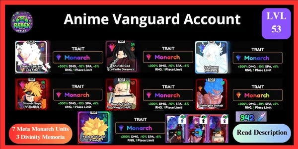 Account Meta Monarch | Anime Vanguards