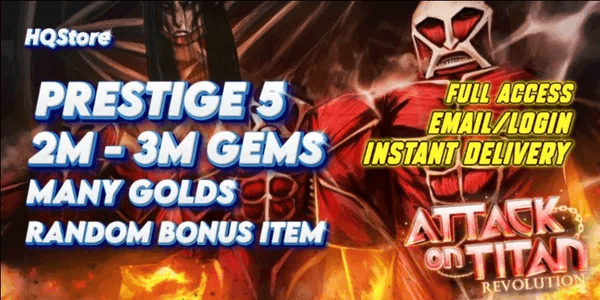 Akun AOTR Prestige 5 | 2M-3M GEMS | Random Items - Attack on Titan Revolution