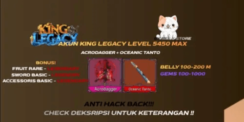 King Legacy Account ( LEVEL MAX ) Acrodagger + Oceanic Tanto
