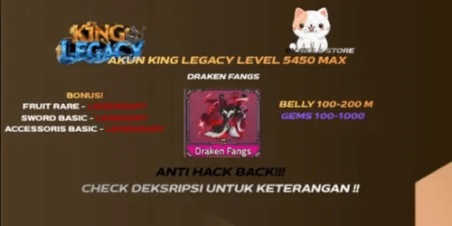 King Legacy Account (MAX LEVEL) + Draken Fangs Sword