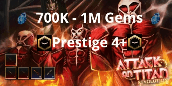 Akun Attack on titan AOTR Prestige Banyak Gems Item Mythical Inventory