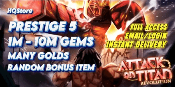 Akun AOTR Temurah | Banyak Gems | Banyak Gold | Item Inventory - Attack on Titan Revolution