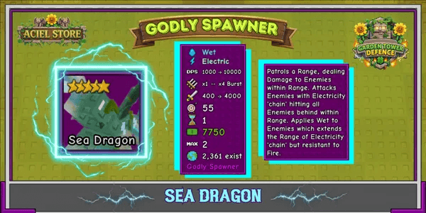 Sea Dragon Godly Spawner Unit | Garden Tower Defense | Roblox