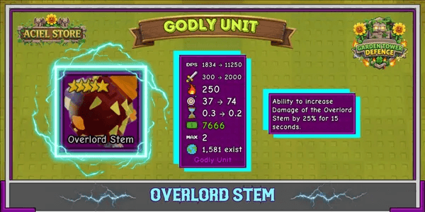 Overlord Stem Godly Unit | Garden Tower Defense | Roblox