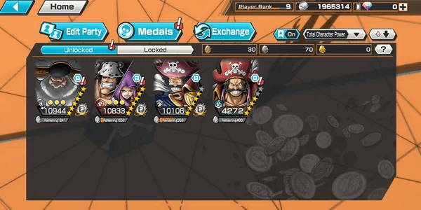 Account 3 Extreme Max | Saturn max EX | Kumax max | Roger V1 EX | Roger V2 EX | Log Bandai | Solo Fresh | [Android/iOS] - One Piece Bounty Rush