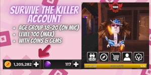 Account Survive The Killer | Level 100 | 1.2m Coins