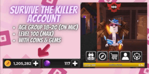 Account Survive The Killer | Level 100 | 1.2m Coins