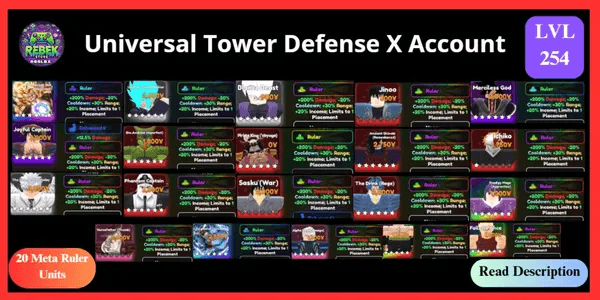 Account 20 Meta Ruler - Good Relic | Universal Tower Defense X