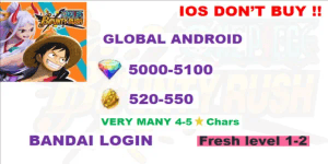 Akun one piece bounty rush Android only