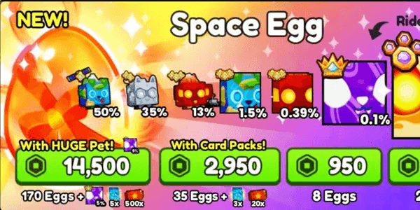 Pet Simulator 99 - Space Egg x170 + Tickets x500 + Ghostly Pack x5【14500R】