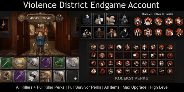 Violence District Endgame Account | All Killers + Full Killer Perks | Full Survivor Perks | All Items | Max Upgrade | High Level | #12JUN26RV2