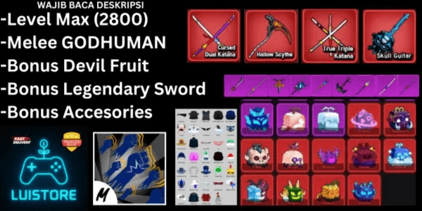 Akun Blox Fruit Level Max - GODHUMAN