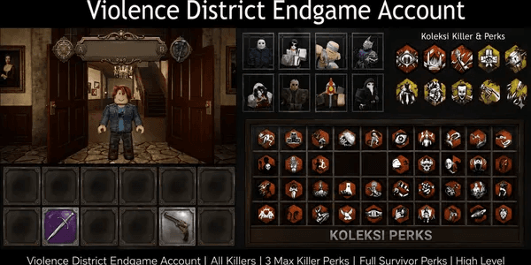 Violence District Endgame Account | All Killers | 3 Max Killer Perks | Full Survivor Perks | High Level | #12JUN26RV1