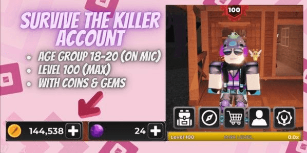 Gambar Product Account Survive The Killer | Level 100 | 144k Coins