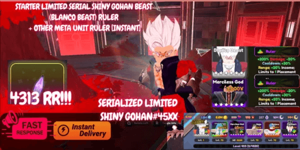 STArTER LIMITED SERIAL SHINY GOHAN BEAST (BLANCO BEAST) RULER + OTHER META UNIT RULER [INSTANT]