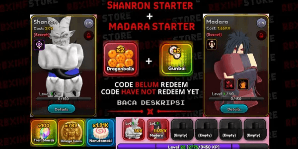 STARTER ACCOUNT - MADARA (UNEVO) + SHENRON (UNEVO)