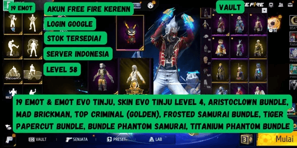 FREE FIRE ACCOUNT NEWBIE LEVEL 20