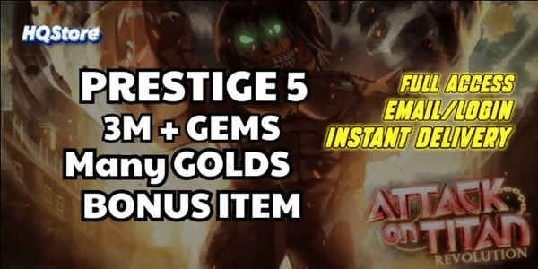 AOTR Account Exchange | Bonus GEMS | Lots of Golds - Attack on Titan Revolution