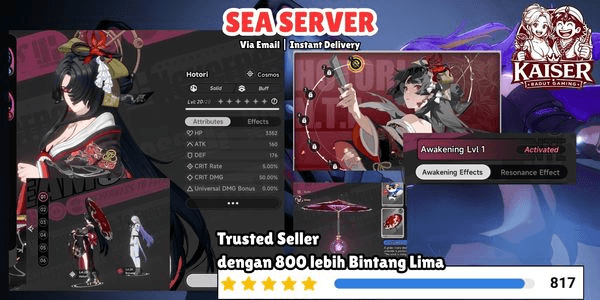Gambar Product Cheap Account (SEA Server) HL3 Hotori A1, Baicang + 2 Box S-Rank Selector On, 1x S-Rank Sign Arc Selection | NTE Neverness to Everness