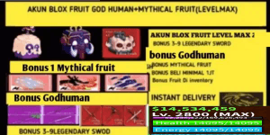 Blox Fruit Godhuman + Mythical Fruit account max level (Datpol)