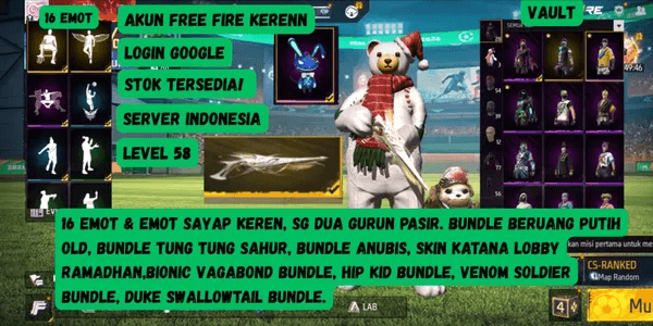 FREE FIRE ACCOUNT NEWBIE LEVEL 20