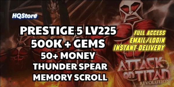 AOTR Account Exchange | Lots of Gems | Lots of Gold | Item Inventory - Attack on Titan Revolution